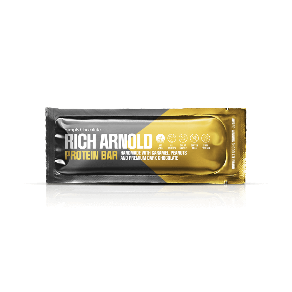 Rich Arnold | Protein bar with caramel, peanuts and premium dark chocolate