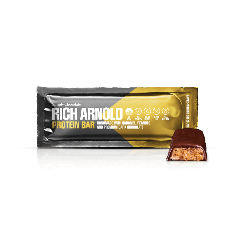 Rich Arnold | Protein bar with caramel, peanuts and premium dark chocolate