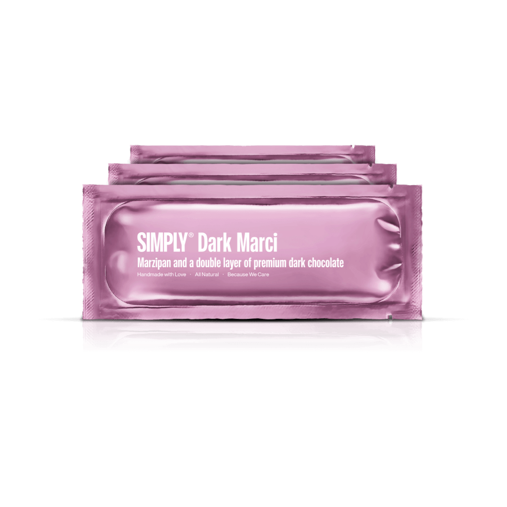 Dark Marci 12 pack | Marzipan and a double layer og premium dark chocolate