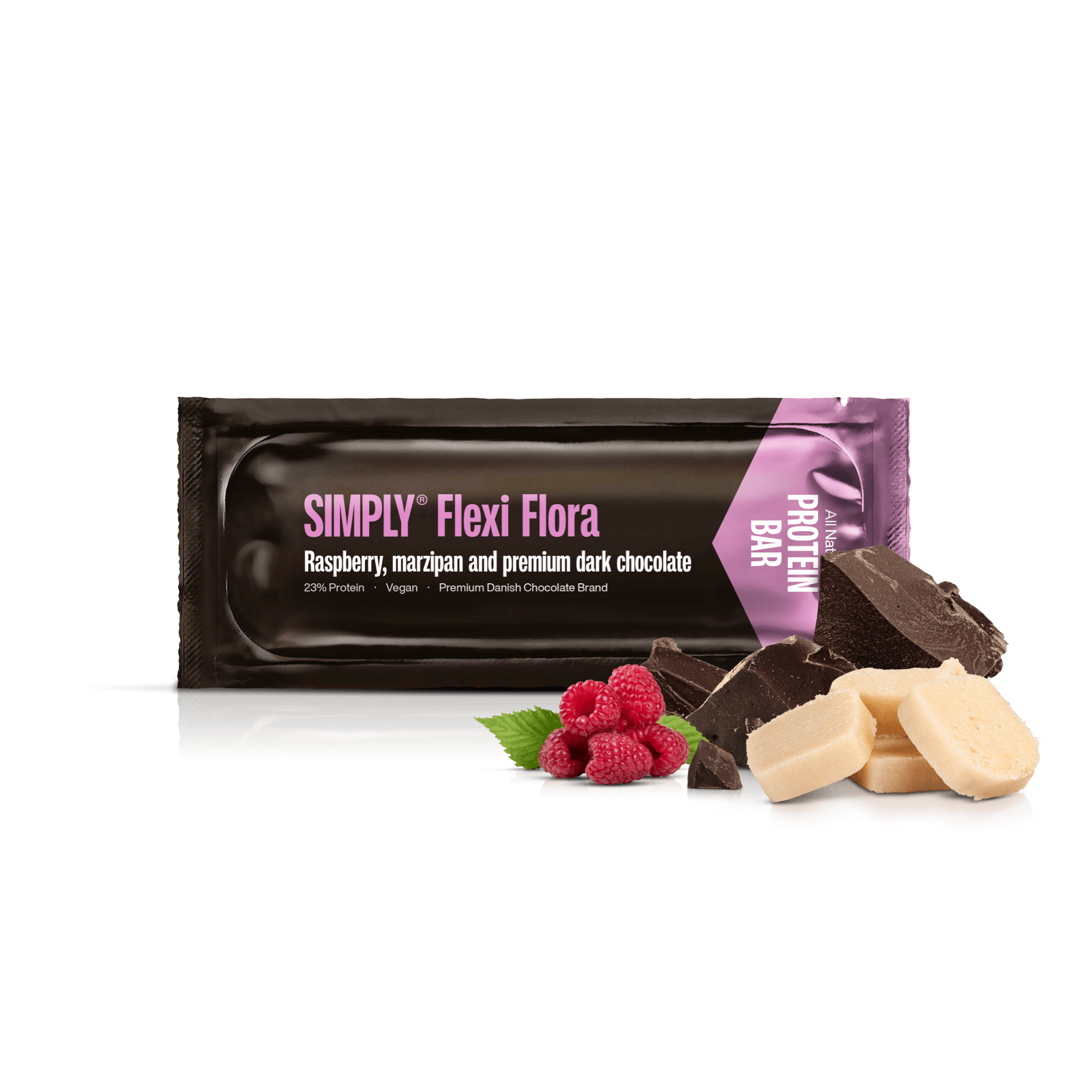 Himbeere, Marzipan & Premium Zartbitterschokolade | Simply® Flexi Flora – 15 Stk.