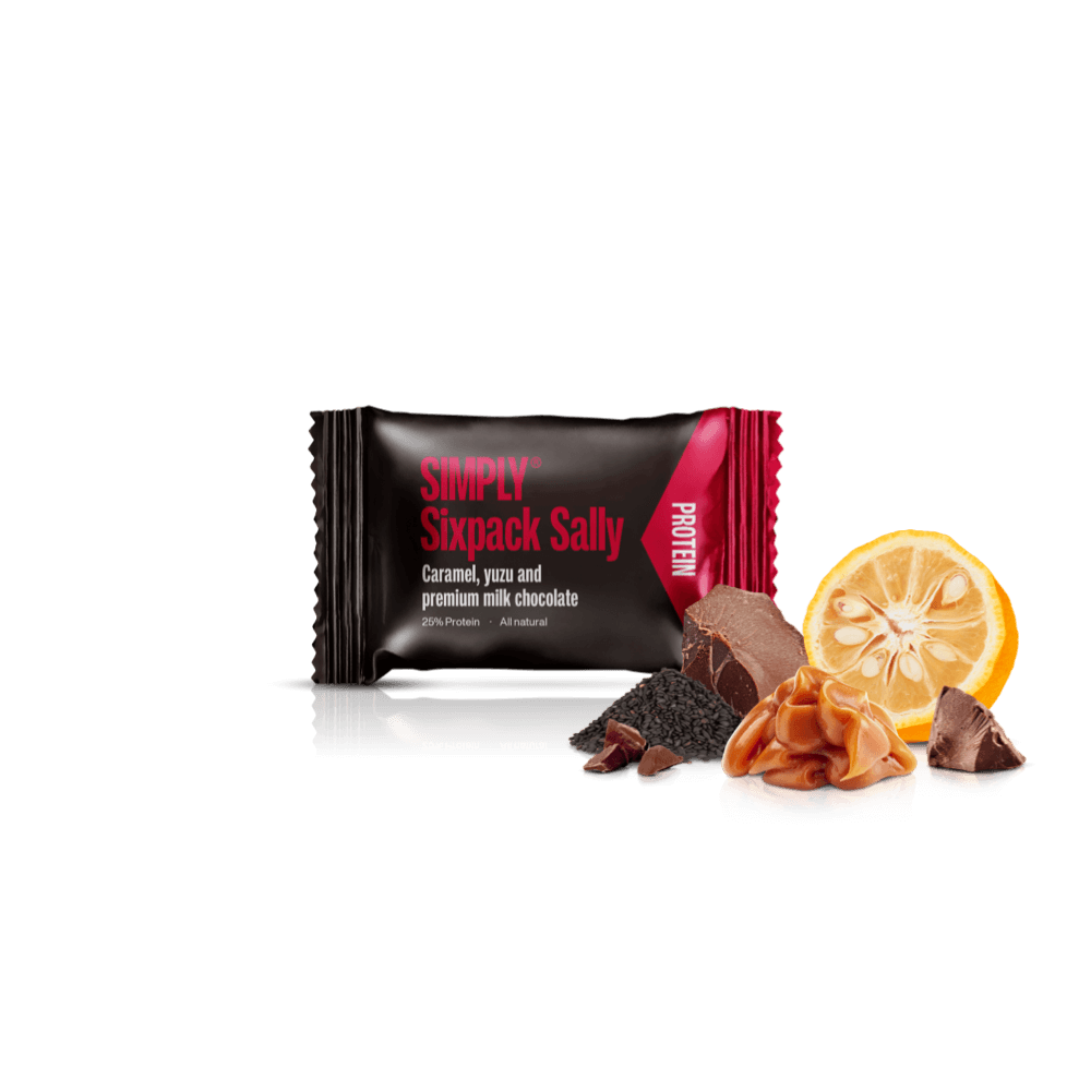 Protein bites - Karamell, Yuzu, Sesam und Milchschokolade | Simply® Sixpack Sally - 75 stk.