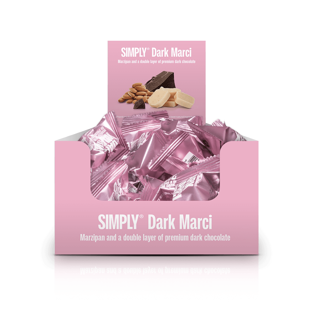 Simply® Dark Marci - 75 Bites | Marcipan og et tykt lag premium mørk chokolade - Box of Bites - Simply®
