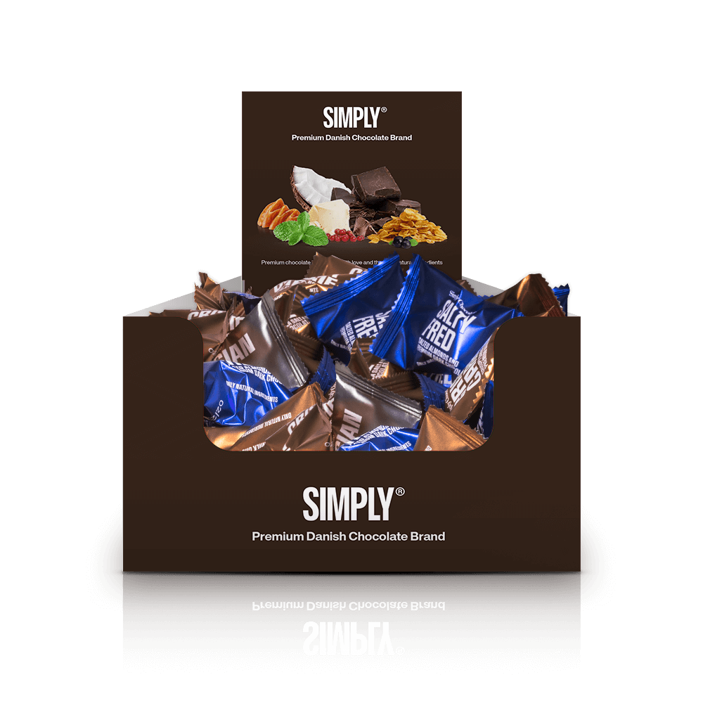 Solid Mix - 75 Bites | En populær blanding af lys, mørk og mælkechokolade - Box of Bites - Simply®