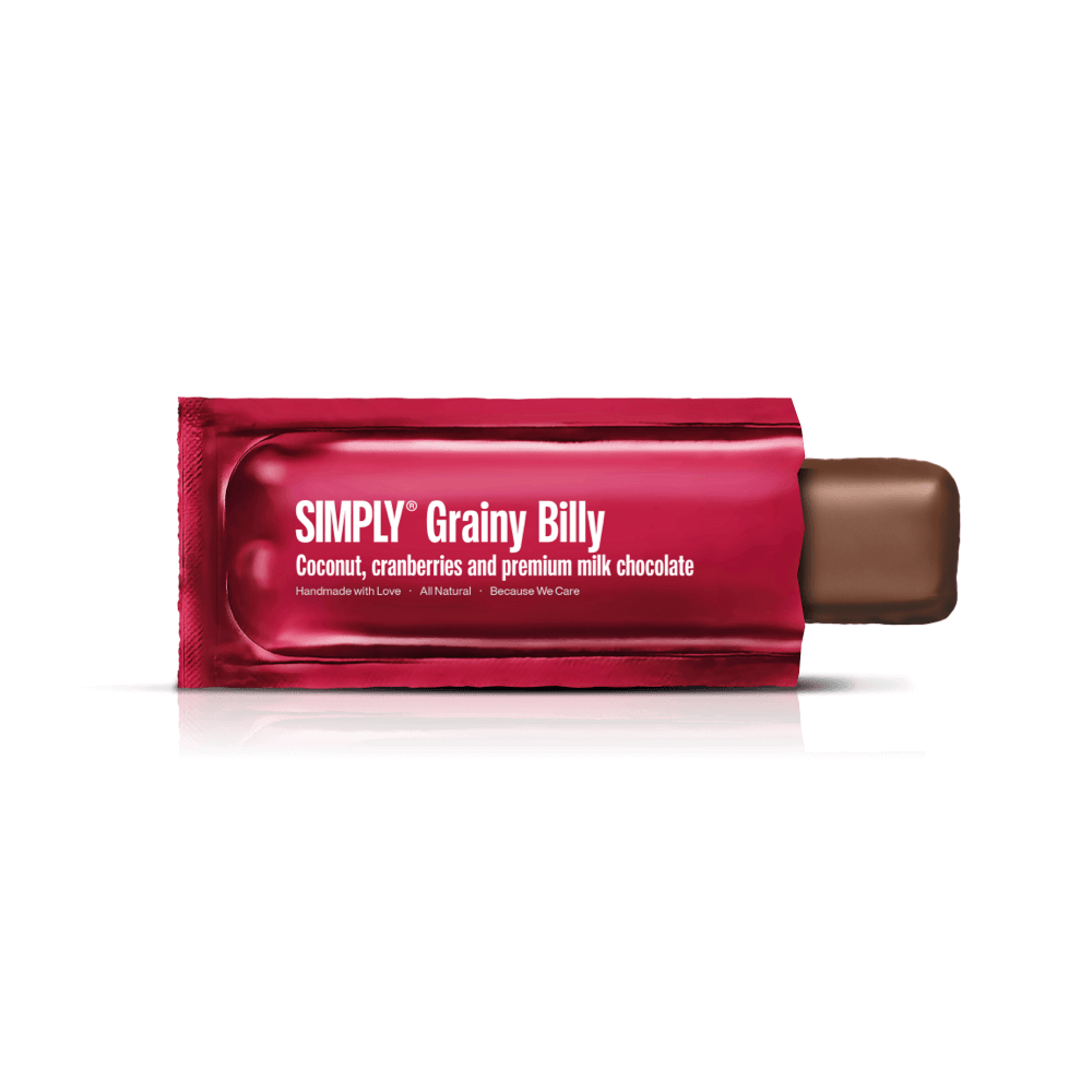 Simply® Grainy Billy | Kokos, tranebær og premium mælkechokolade - Chocolate Bars - Simply®