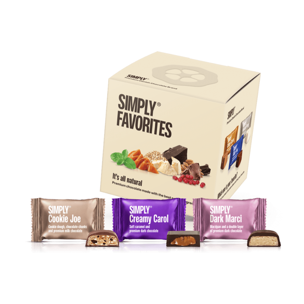 Simply® Favorites - Gaveæske med 9 bites | Smag vores favoritter - Single Cubes - Simply®