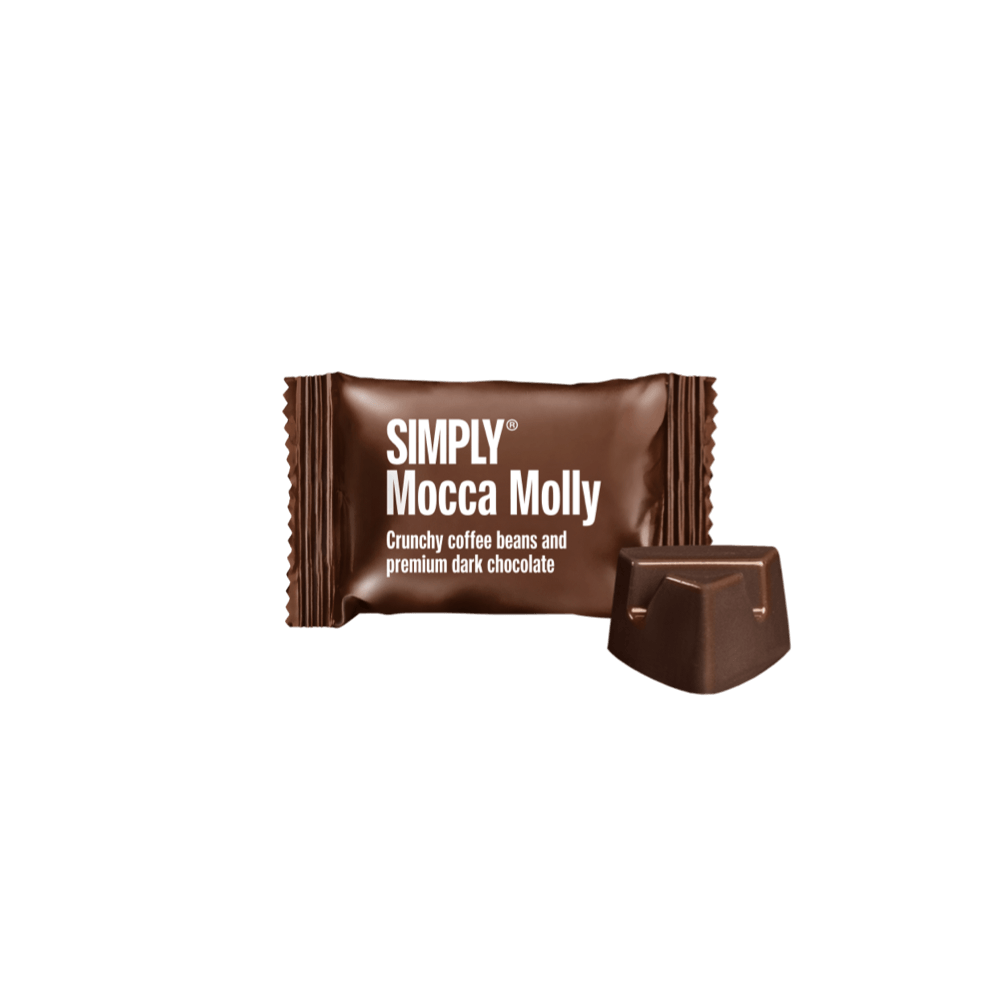 Simply® Mocca Molly - Gaveæske med 9 bites | Crunchy kaffebønner og premium mørk chokolade - Single Cubes - Simply®