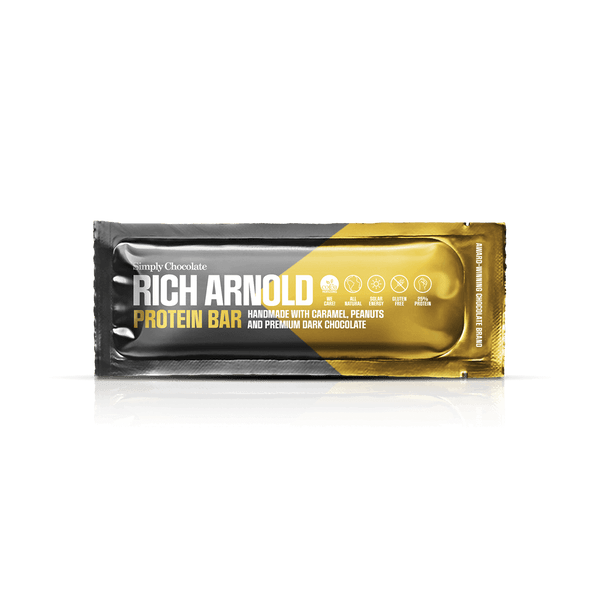 Rich Arnold | Protein bar with caramel, peanuts and premium dark chocolate