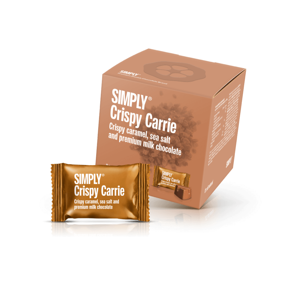 Simply® Crispy Carrie - Cube mit Bites | Knusprige Karamellstücke, Flockensalz und Milchschokolade