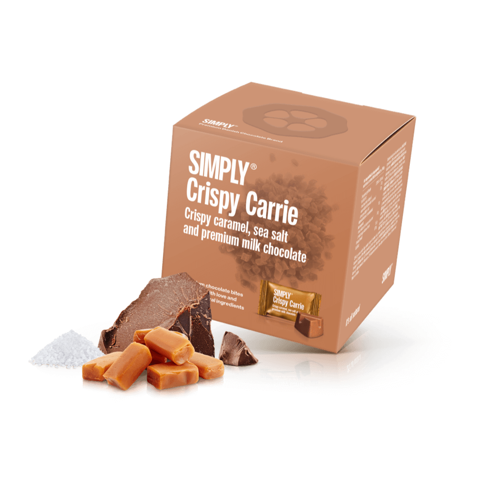 Simply® Crispy Carrie - Cube mit Bites | Knusprige Karamellstücke, Flockensalz und Milchschokolade