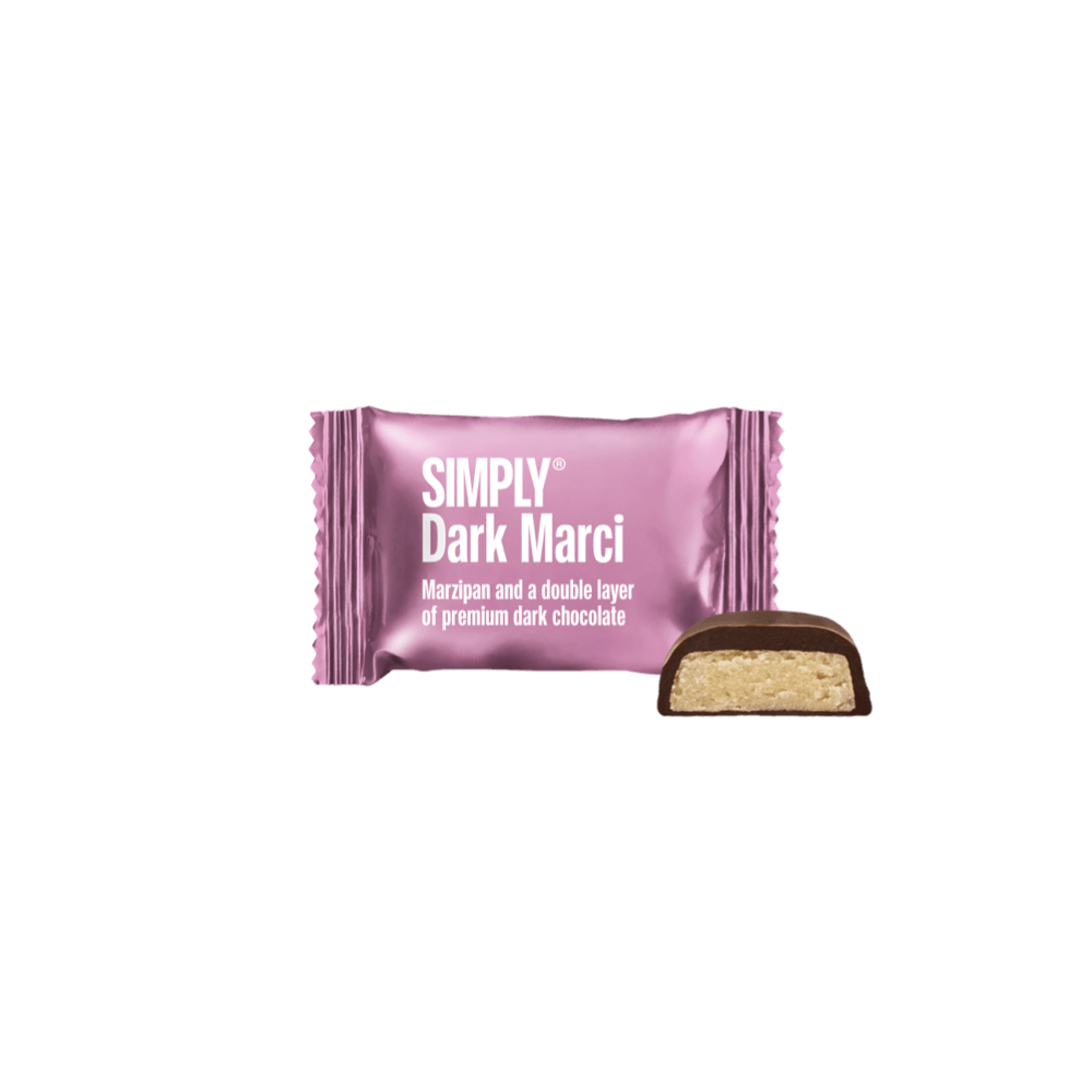 Simply® Dark Marci - 75 Bites | Marzipan und eine doppelte Schicht Dunkelschokolade