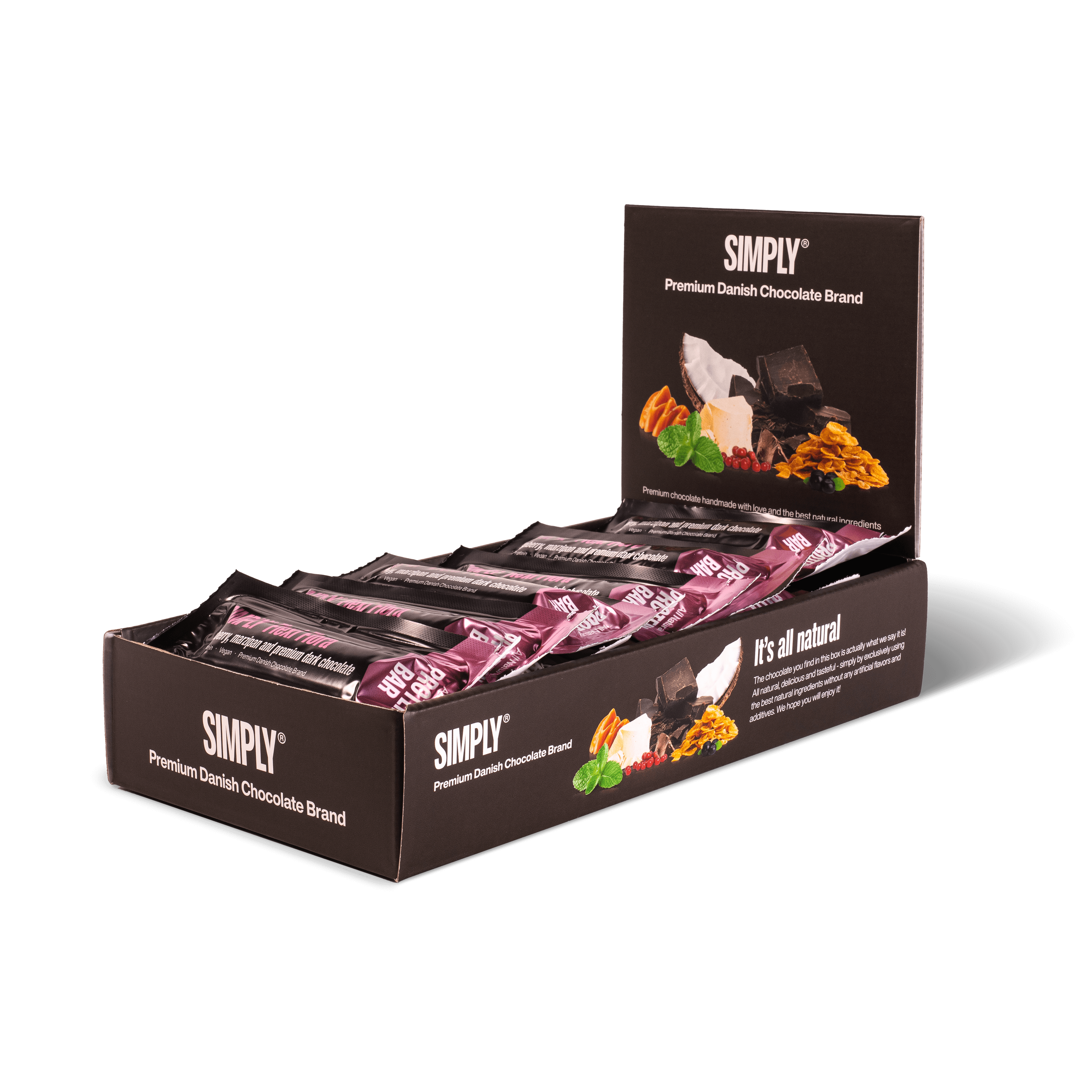 Himbeere, Marzipan & Premium Zartbitterschokolade | Simply® Flexi Flora – 15 Stk.