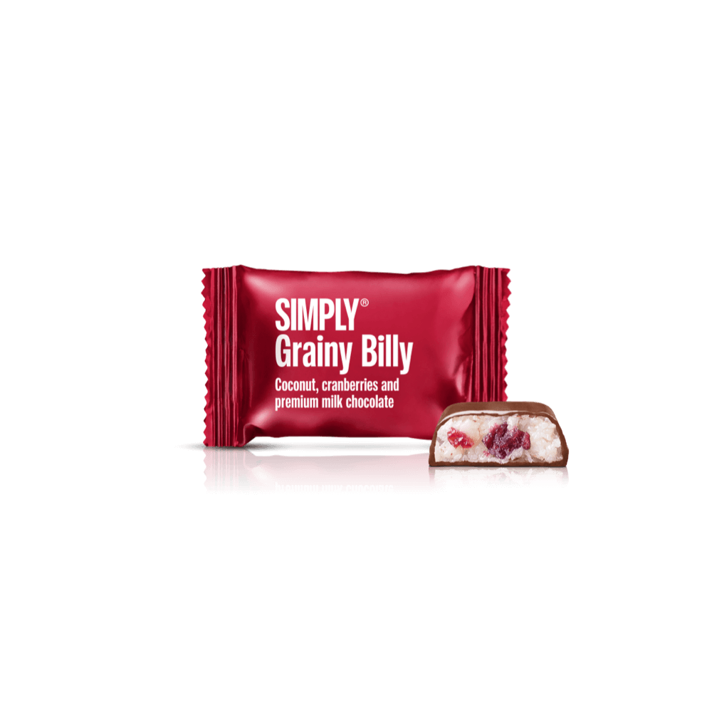 Grainy Billy - 75 Stück Schachtel | Kokosnuss, Cranberries und Milchschokolade
