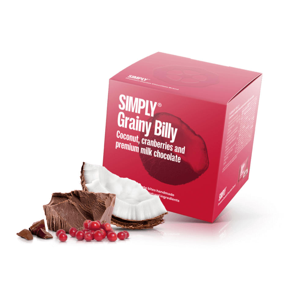 New Grainy Billy - Cube with 9 bites | Coconut, cranberry and milk chocolate