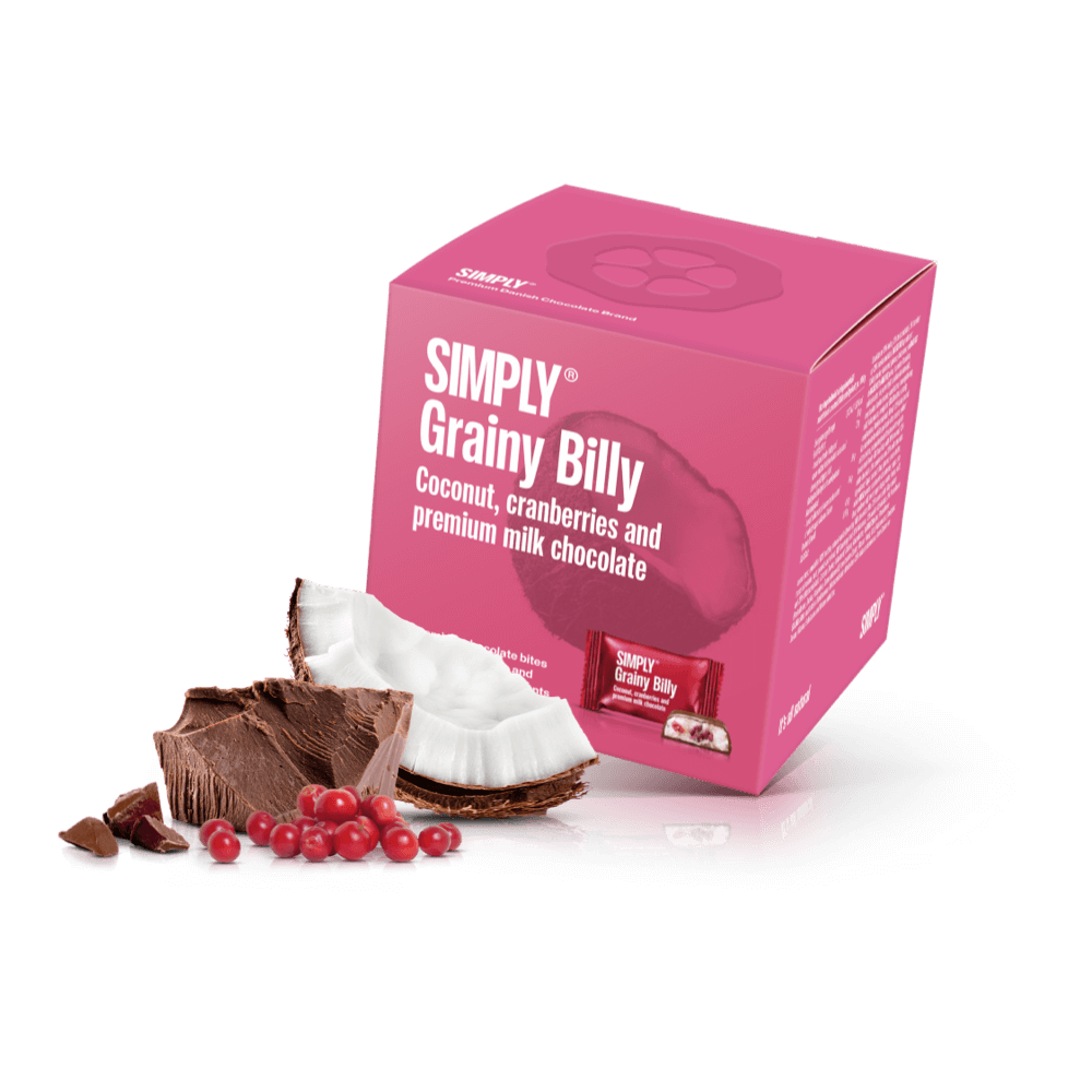 Simply® Grainy Billy - Cube mit Bites | Kokosnuss, Cranberries und Milchschokolade