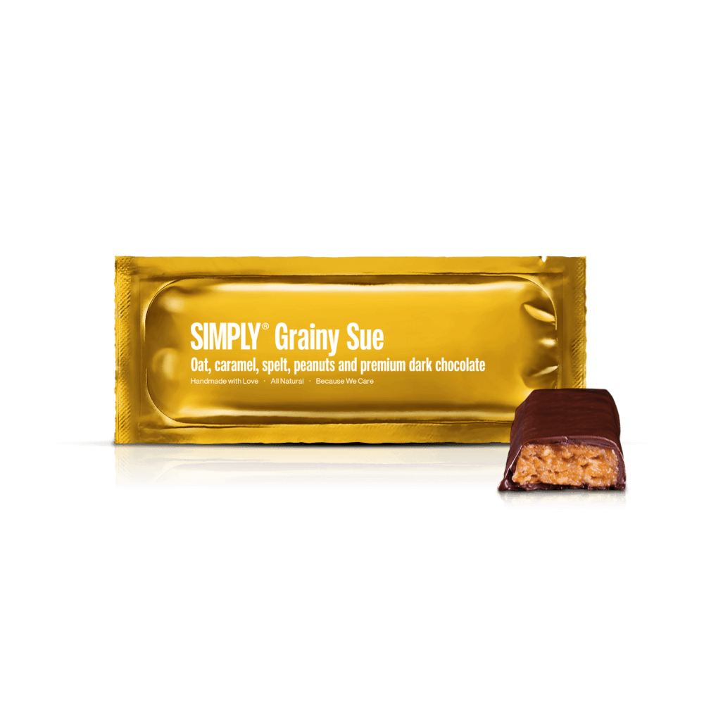 Grainy Sue | Oats, spelt, caramel, peanuts and premium dark chocolate