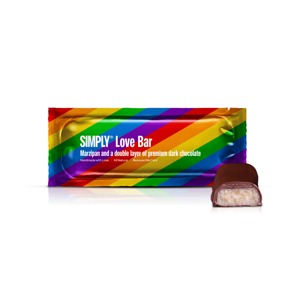 Simply® Lovebar | Marzipan und eine doppelte Schicht dunkle Schokolade