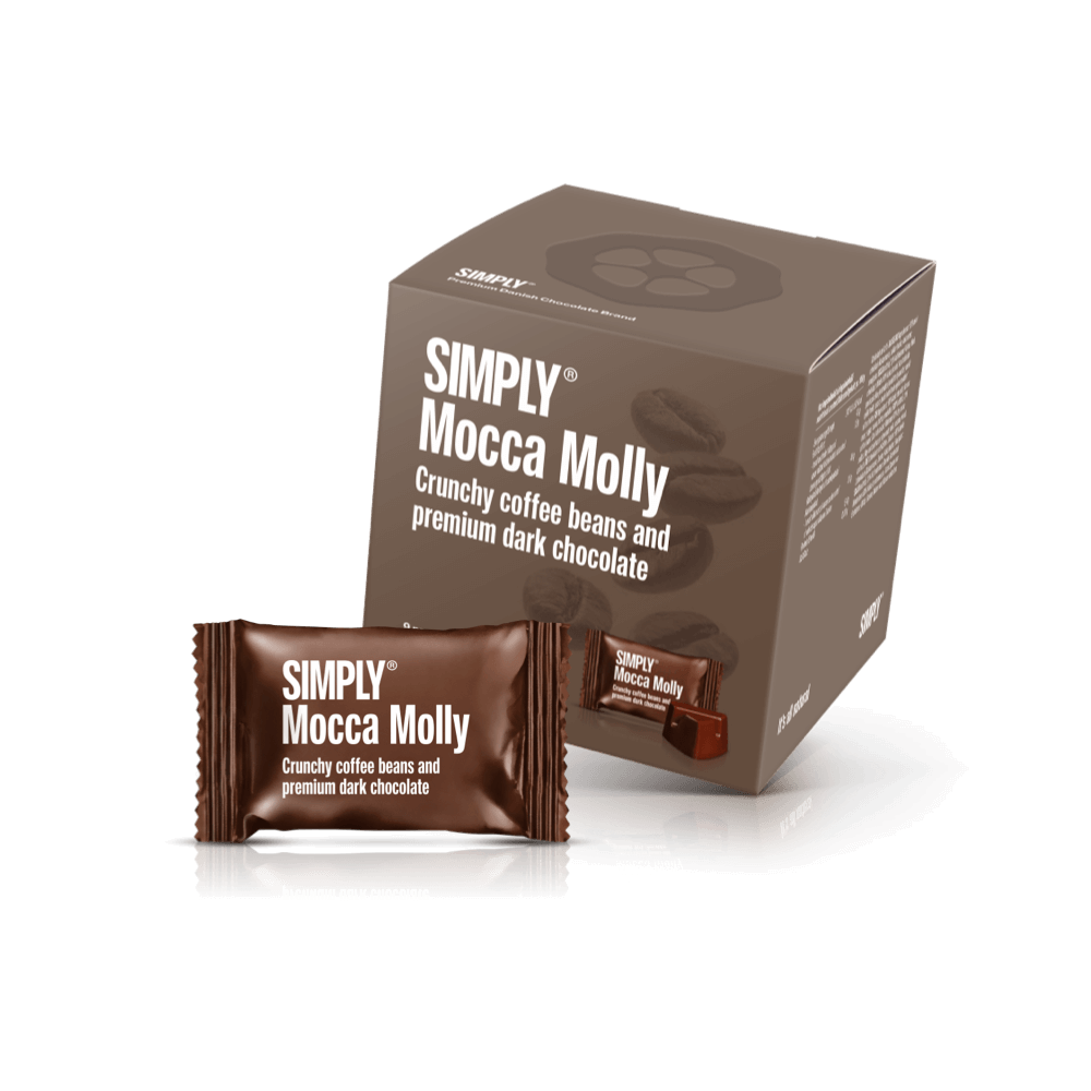 Simply® Mocca Molly - Cube mit Bites | Knusprige Kaffeebohnen mit Premium-Dunkelschokolade