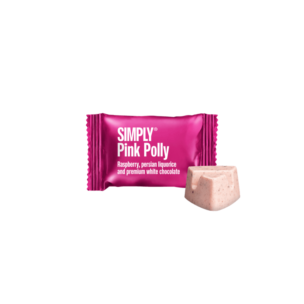 Simply® Pink Polly - 75 Bites | Himbeeren, persische Lakritz und weiße Schokolade