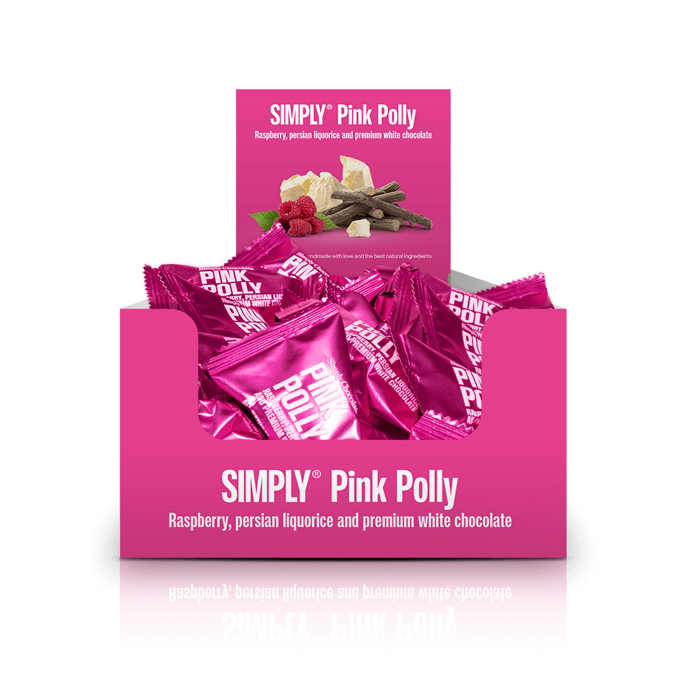 Simply® Pink Polly - 75 Bites | Himbeeren, persische Lakritz und weiße Schokolade