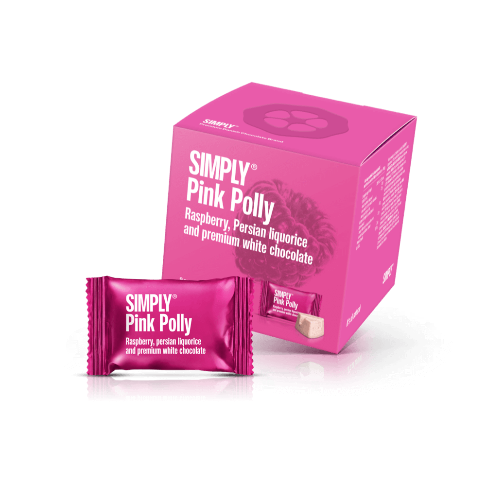 Simply® Pink Polly - Cube mit Bites | Himbeeren, persisches Lakritz und weiße Schokolade