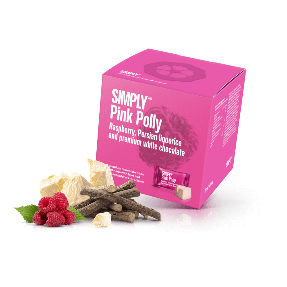 Simply® Pink Polly - Cube mit Bites | Himbeeren, persisches Lakritz und weiße Schokolade