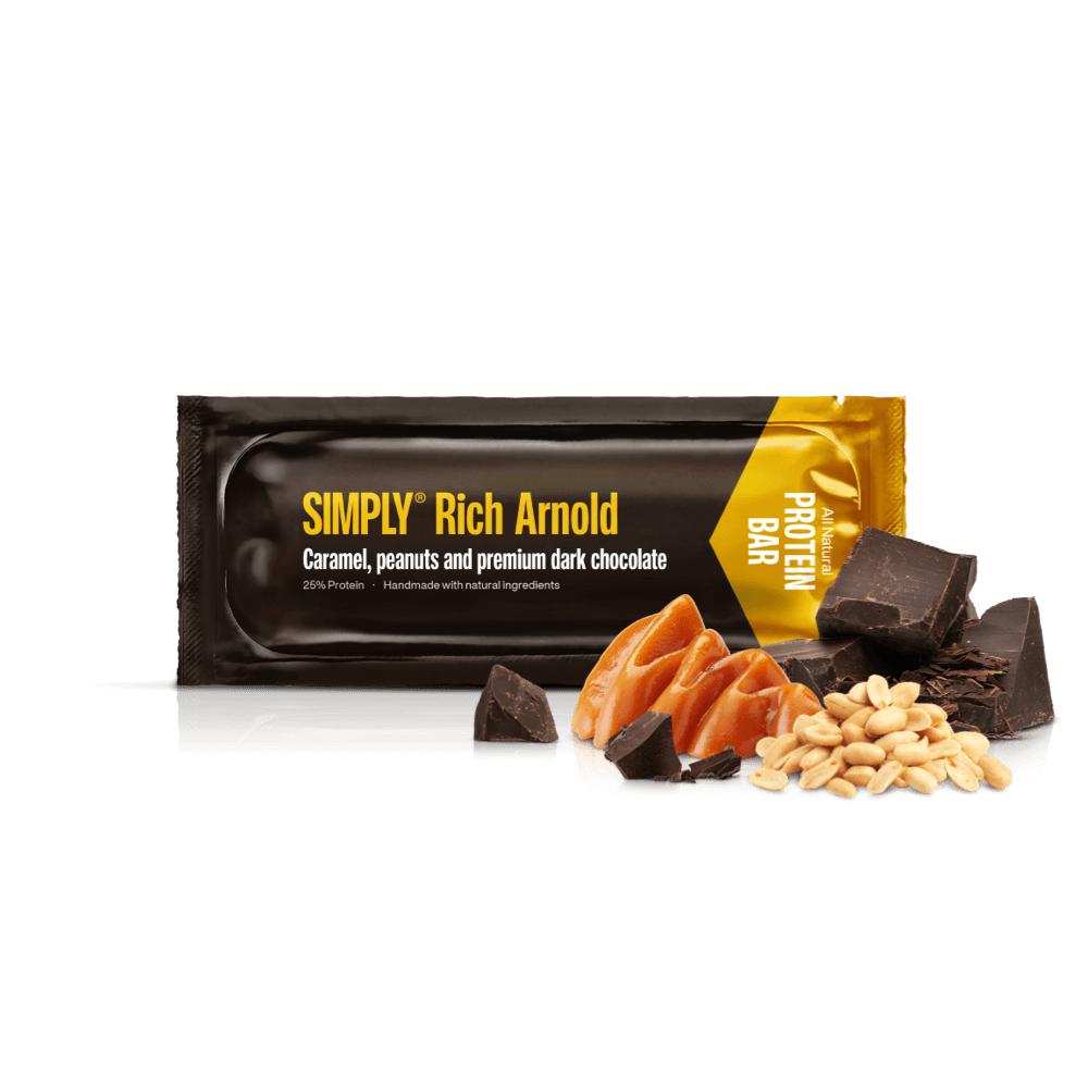 Simply® Rich Arnold Proteinriegel | Karamell, Erdnüsse und dunkle Schokolade