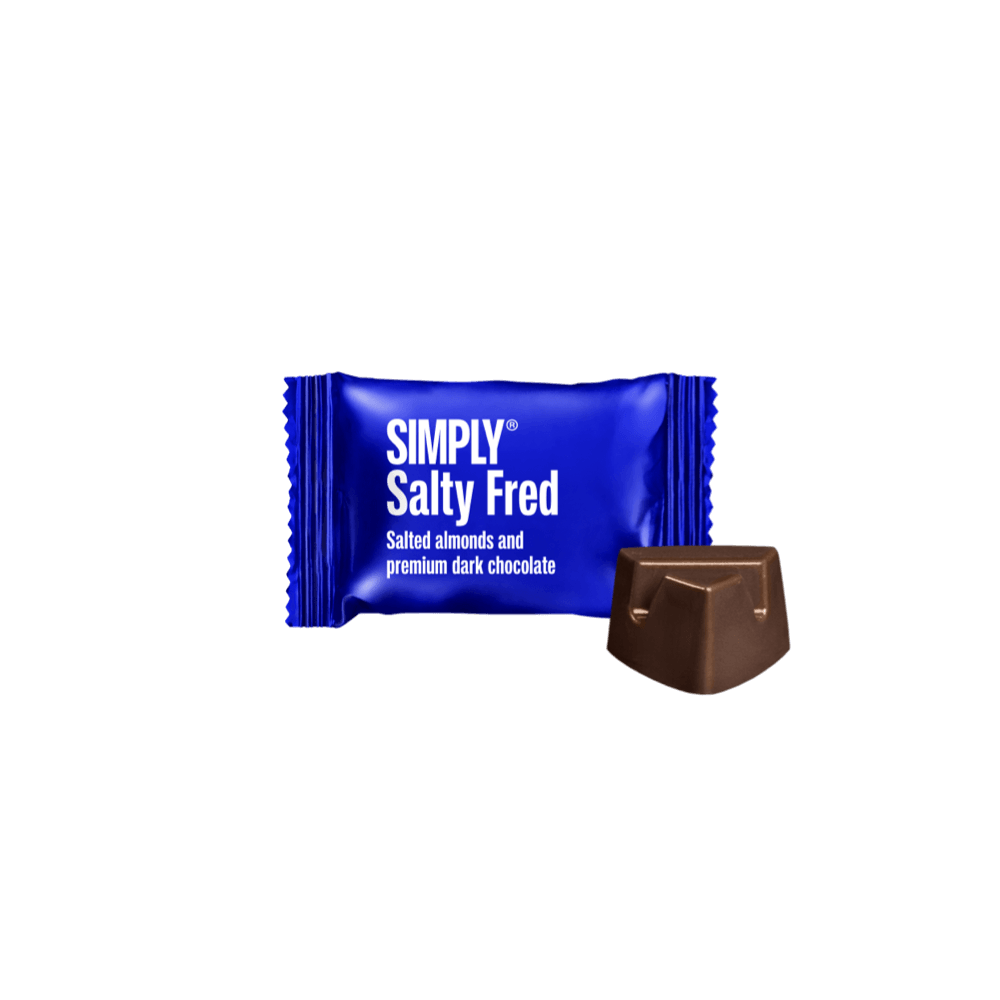 Simply® Salty Fred - 75 Bites | Gesalzene, geröstete Mandeln in dunkler Schokolade