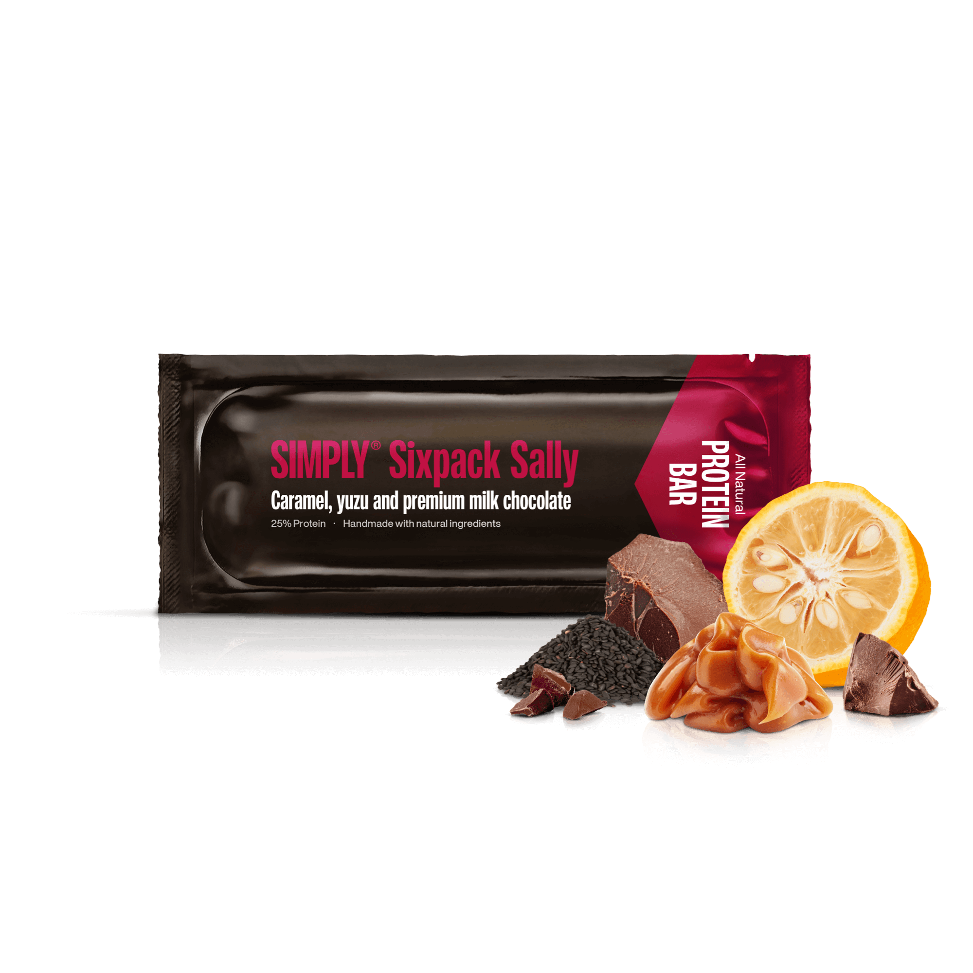 Karamell, Yuzu, Sesam & Vollmilchschokolade | Simply® Sixpack Sally – 30 stk.