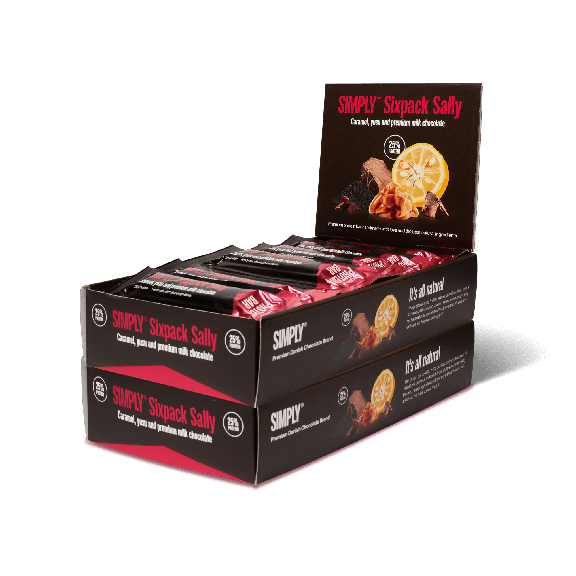 Karamell, Yuzu, Sesam & Vollmilchschokolade | Simply® Sixpack Sally – 30 stk.